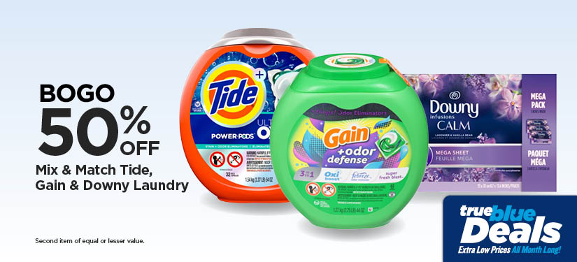 BOGO 50% Mix & Match Tide, Gain & Downy Laundry